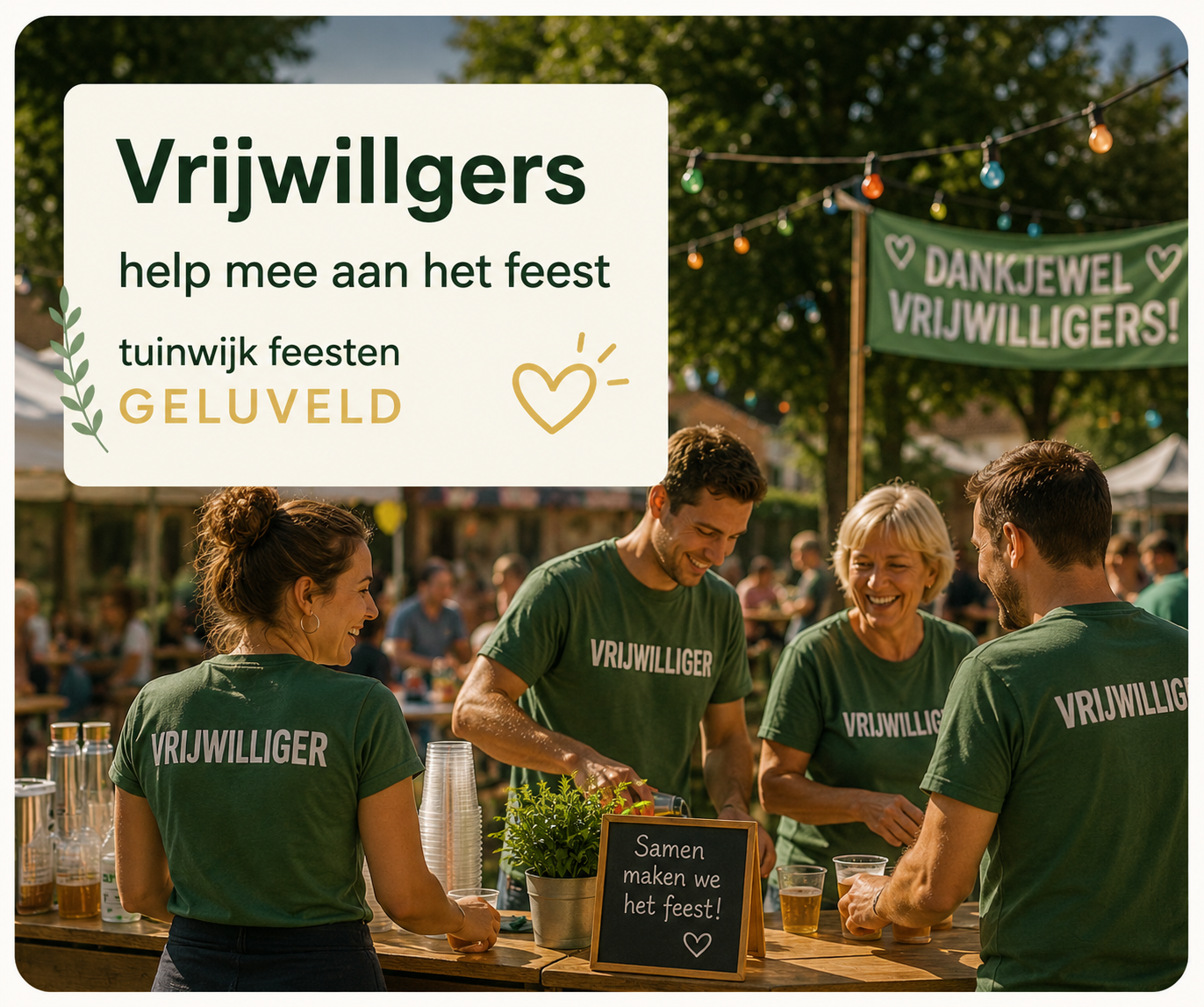 Vrijwilligers gezocht voor opbouw en onthaal